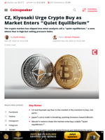 CZ, Kiyosaki Urge Crypto Buy as Market Enters 