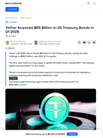 Tether Bought $65 Billion in US Treasury Bonds Last Quarter