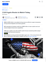 3 US Crypto Stocks to Watch Today: MARA, RIOT, CORZ