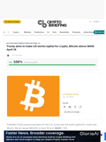 Trump aims to make US world capital for crypto, Bitcoin above $60K April 19