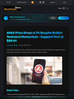 AVAX Price Drops 6.7% Despite Bullish Technical Momentum - Support Test at $29.41 - Blockchain.News