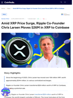 Amid XRP Price Surge, Ripple Co-Founder Chris Larsen Moves $26M in XRP to Coinbase