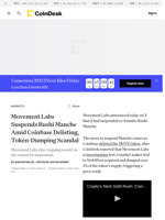 MOVE News: Movement Labs Suspends Rushi Manche Amid Coinbase Delisting, Token-Dumping Scandal