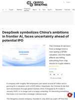 DeepSeek symbolizes China's ambitions in frontier AI, faces uncertainty ahead of potential IPO