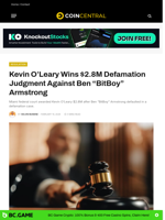 Kevin O’Leary Wins $2.8M Defamation Judgment Against Ben “BitBoy” Armstrong