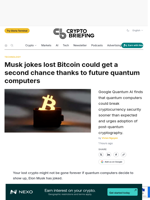 Musk jokes lost Bitcoin could get a second chance thanks to future quantum computers