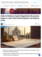 India to Release Crypto Regulation Discussion Paper in June 2025 Amid Industry Tax Reform Push