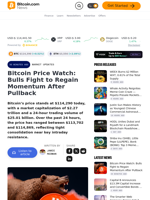 Bitcoin Price Watch: Bulls Fight to Regain Momentum After Pullback – Market Updates Bitcoin News