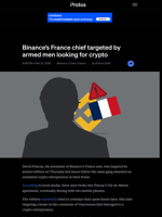 Binance's France chief targeted by armed men looking for crypto