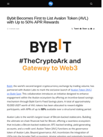 Bybit Becomes First to List Avalon Token (AVL) with Up to 50% APR Rewards - Visionary Financial