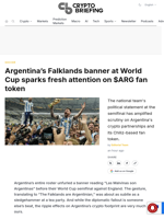 Argentina's Falklands banner at World Cup sparks fresh attention on $ARG fan token