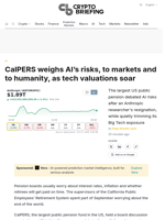 CalPERS weighs AI's risks, to markets and to humanity, as tech valuations soar