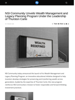 NSI Community Unveils Wealth Management and Legacy Planning Program Under the Leadership of Thurston Carte - Visionary Financial