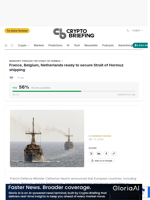 France, Belgium, Netherlands ready to secure Strait of Hormuz shipping