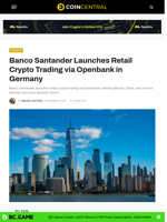 Banco Santander Launches Retail Crypto Trading via Openbank in Germany - CoinCentral