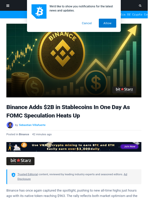 Binance Adds $2B in Stablecoins In One Day As FOMC Speculation Heats Up | Bitcoinist.com