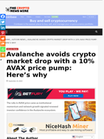 Avalanche avoids crypto market drop with a 10% AVAX price pump: Here’s why - The Crypto News Wire