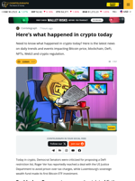 Crypto Today: Democrats’ DeFi ‘restricted list’ sparks outcry