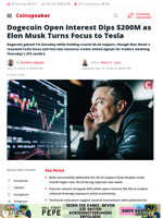 Dogecoin Open Interest Dips $200M as Elon Musk Turns Focus to Tesla - Coinspeaker