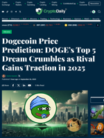 Dogecoin Price Prediction: DOGE’s Top 5 Dream Crumbles as Rival Gains Traction in 2025 - Crypto Daily
