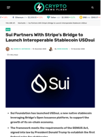 Sui Partners With Stripe’s Bridge to Launch Interoperable Stablecoin USDsui - Crypto News Flash