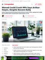 Monad Could Crash 99% Says Arthur Hayes, Despite Recent Rally - Coinspeaker
