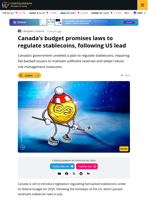 Canada Budget Promises to Stablecoin Regulation Next Year