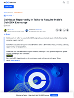 Coinbase May Acquire CoinDCX After Exchange’s $44 Million Hack