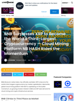 BNB Surpasses XRP to Become the World’s Third-Largest Cryptocurrency — Cloud Mining Platform NB HASH Rides the Momentum | Live Bitcoin News