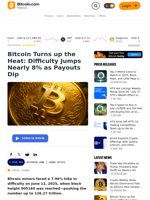 Bitcoin Turns up the Heat: Difficulty Jumps Nearly 8% as Payouts Dip – News Bytes Bitcoin News