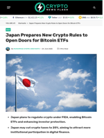 Japan Prepares New Crypto Rules to Open Doors for Bitcoin
ETFs