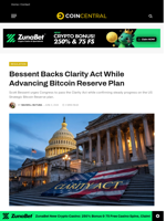 Bessent Backs Clarity Act While Advancing Bitcoin Reserve Plan - CoinCentral