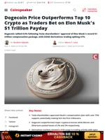 Dogecoin Price Outperforms Top 10 Crypto as Traders Bet on Elon Musk’s $1 Trillion Payday - Coinspeaker