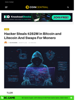 Hacker Steals $282M in Bitcoin and Litecoin And Swaps For Monero