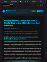 Crypto Treasury Companies Pose a Similar Risk to the 2000s Dotcom Bust (deleted) - Blockchain.News