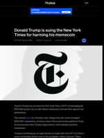 Donald Trump is suing the New York Times for harming his memecoin