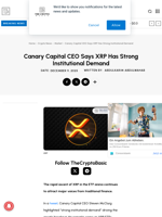 Canary Capital CEO Says XRP Has Strong Institutional Demand