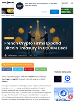 French Crypto Firms Expand Bitcoin Treasury in €200M Deal | Live Bitcoin News