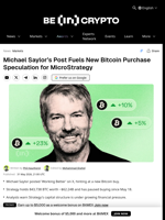 Michael Saylor’s Post Fuels New Bitcoin Purchase Speculation for MicroStrategy