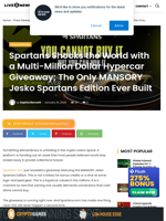 Spartans Shocks the World with a Multi-Million Dollar Hypercar Giveaway; The Only MANSORY Jesko Spartans Edition Ever Built | Live Bitcoin News