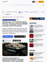 Stablecoin-to-Fiat Payments Startup Tazapay Raises $36M Led by Circle Ventures – Bitcoin News