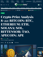 Crypto Price Analysis 8-22: BITCOIN: BTC, ETHEREUM: ETH, SOLANA: SOL, BITTENSOR: TAO, APECOIN: APE - Crypto Daily