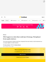 MSCI makes it official, and bitcoin (BTC) treasury firms Strategy, Metaplanet are on notice