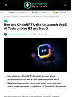 Neo and ChainGPT Unite to Launch Web3 AI Tools on Neo N3 and Neo X - Crypto News Flash