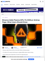 Binance Adds Plasma (XPL) To HODLer Airdrop & Listing Plans