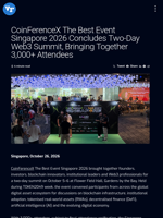 CoinFerenceX The Best Event Singapore 2026 Concludes Two-Day Web3 Summit, Bringing Together 3,000+ Attendees | Visionary Financial