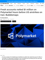 Fresh accounts netted $1 million on Polymarket hours before US airstrikes on Iran: Bubblemaps | The Block