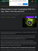 Ethena Enters Crypto Neobanking With New App, Takes USDe Beyond DeFi