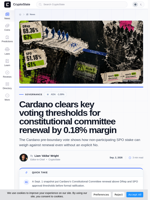 Cardano clears key voting thresholds for constitutional committee renewal by 0.18% margin