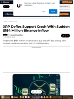 XRP Defies Support Crash With Sudden $184 Million Binance Inflow - U.Today